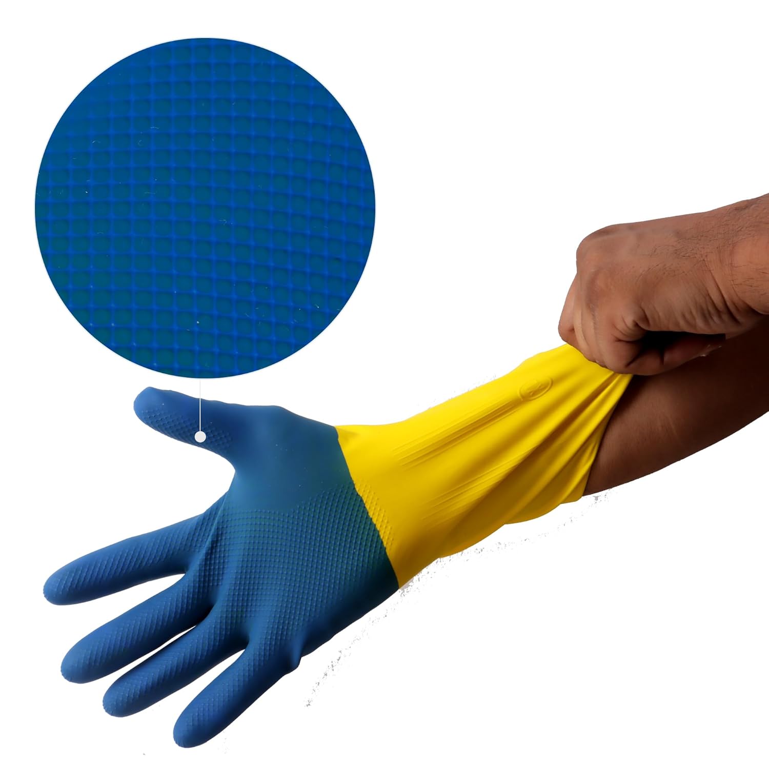 Heavy Duty Rubber Hand gloves - (X-Large, Multicolor) for Dishwashing, gardening, kitchen cleaning Kunplast