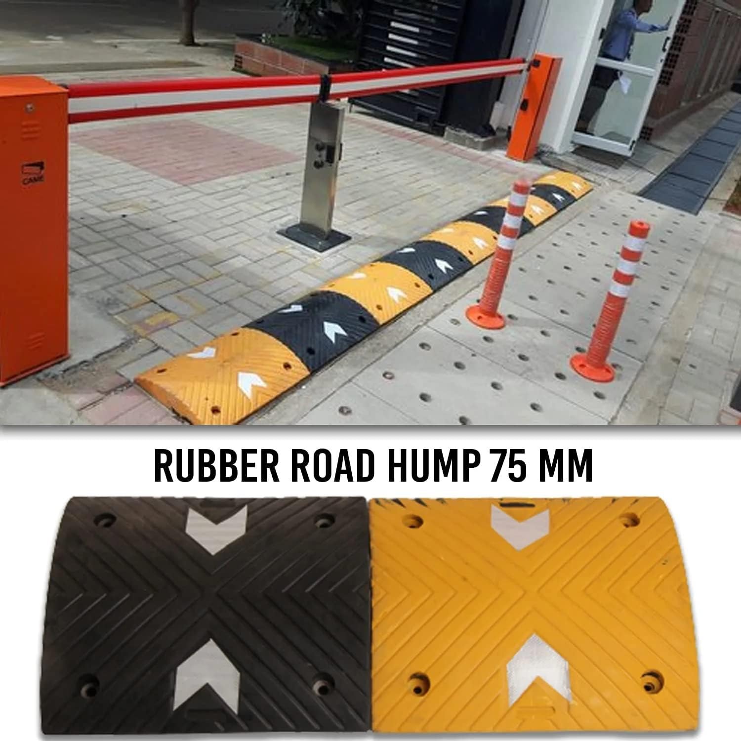 Kunplast Rubber Road Speed Breaker With Heavy Duty Load Capacity, 2 Mtr, 50MM, Black and Yellow (2X Yellow - 2 X Black)