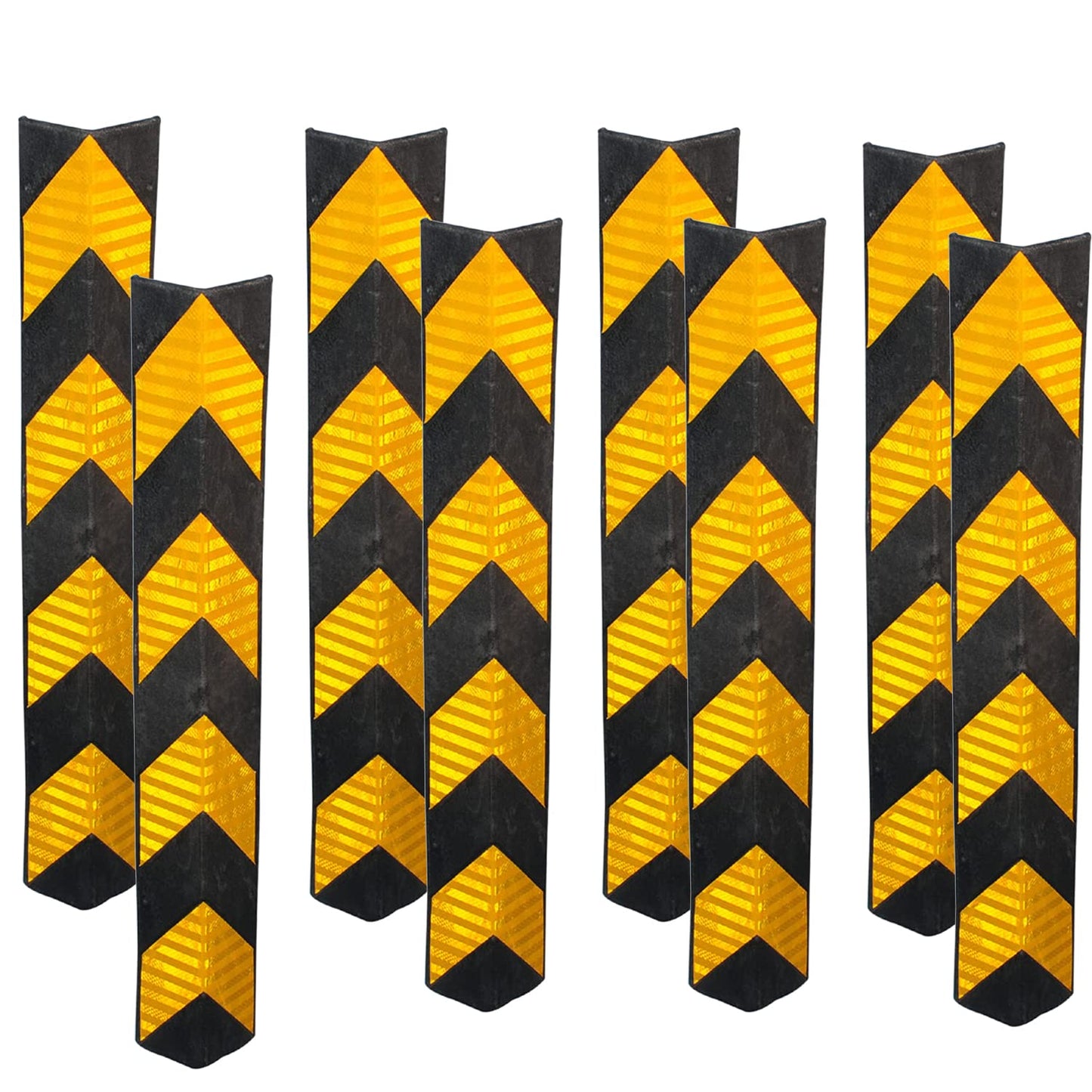 Kunplast 100mm Parking Safety Pillar Guard, Rubber Corner L Shaped Guard with Yellow Reflective Tapes for High Visibility Set of 10 Kunplast