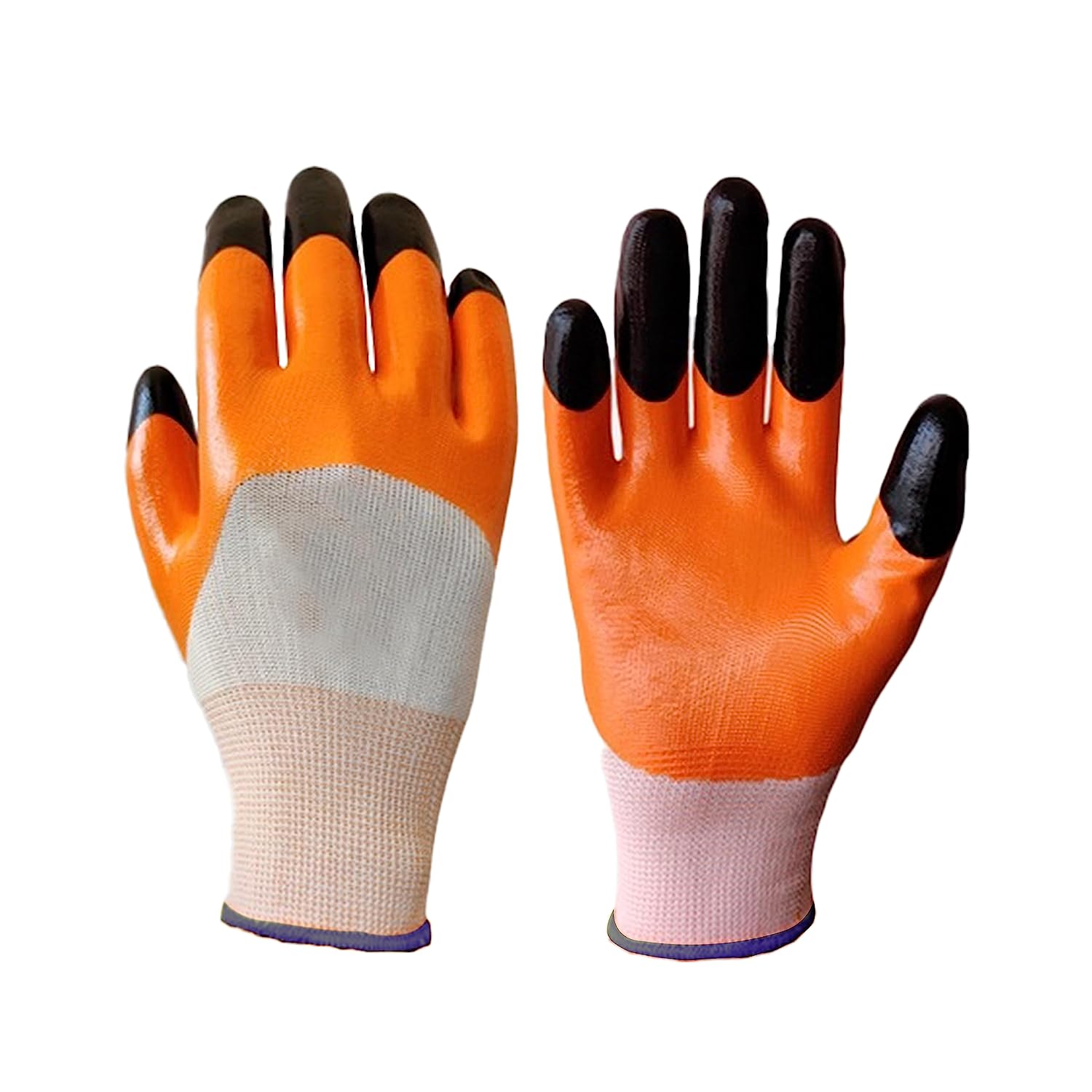 Nylon Nitrile Half Coated (Back Also) Industrial Safety Hand Gloves Anti-Cut, Cut Resistant, Heat Resistant, Industrial Use, for Finger and Hand Protection Kunplast