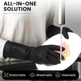 Heavy Duty Rubber Hand gloves - (X-Large, Black) for Dishwashing, gardening, kitchen cleaning Kunplast