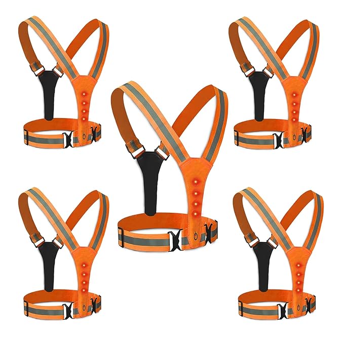 LED Reflective Vest - USB Rechargeable Running Gear Night Light up Vest Safety Gear Adjustable Elastic Night Running LED VEST Kunplast