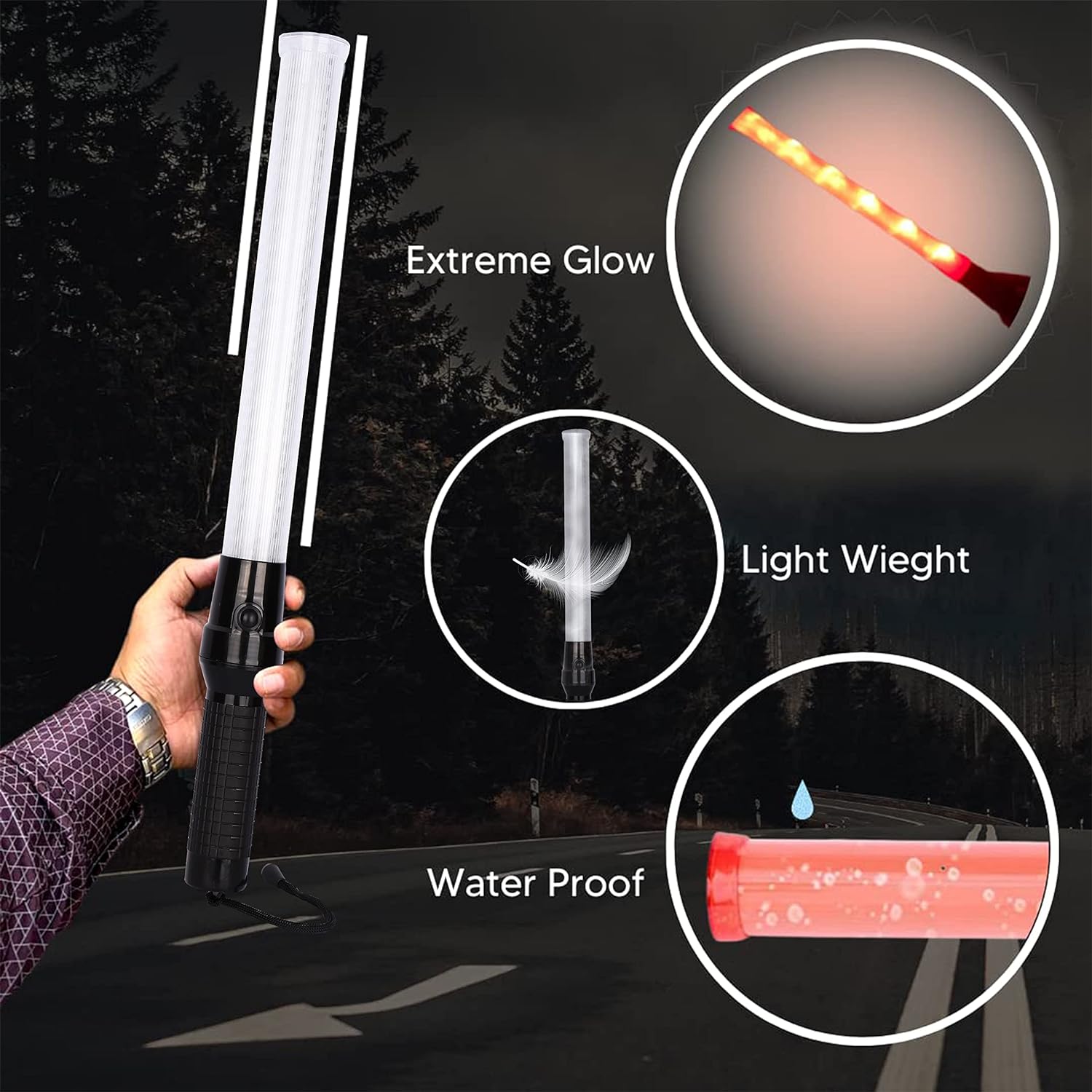Baton Light Stick 21 Inch (Non -Rechargeable) Red and Green Blink for Traffic Control, Street Protection Wand Baton Kunplast