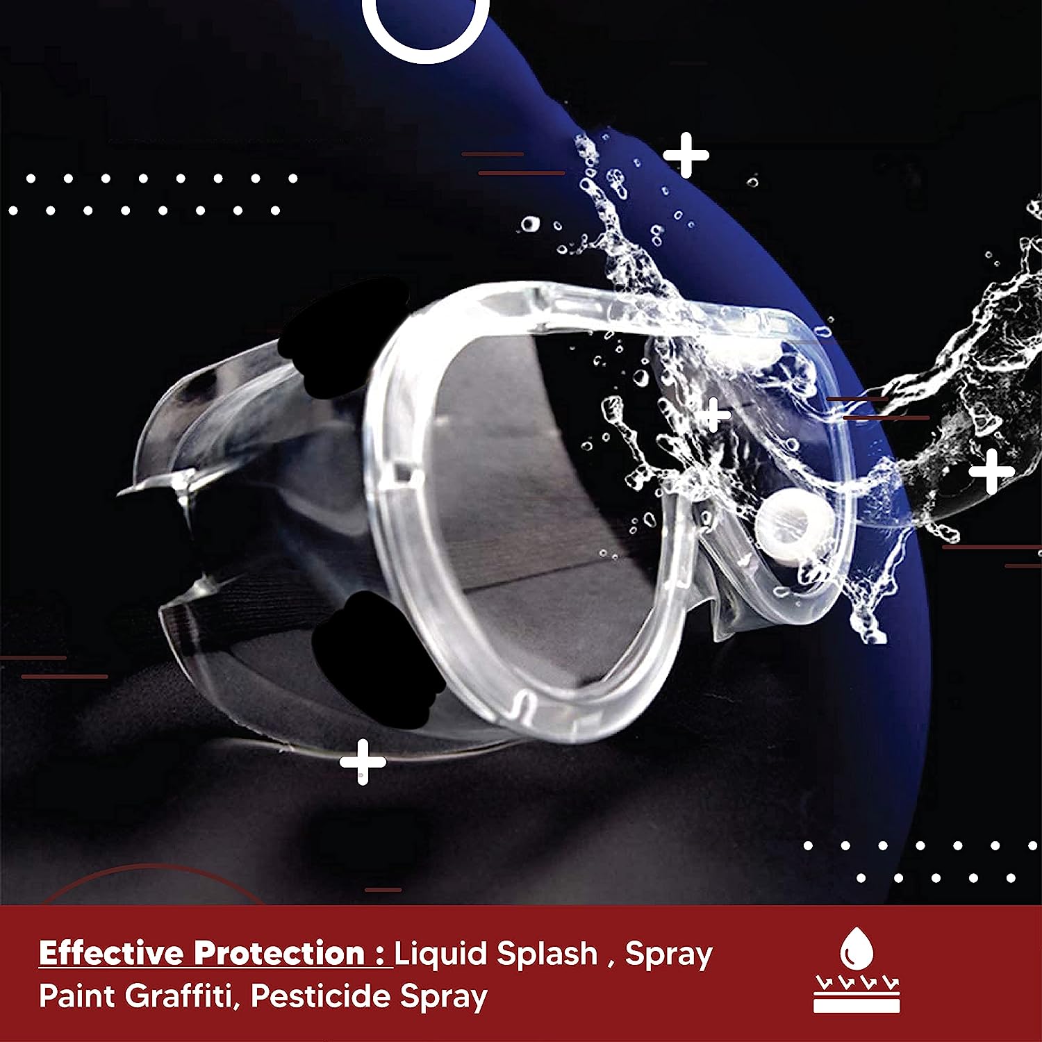 Safety Goggles for Chemical Protection with an Adjustable Strap and Minimum Lens Fogging Kunplast