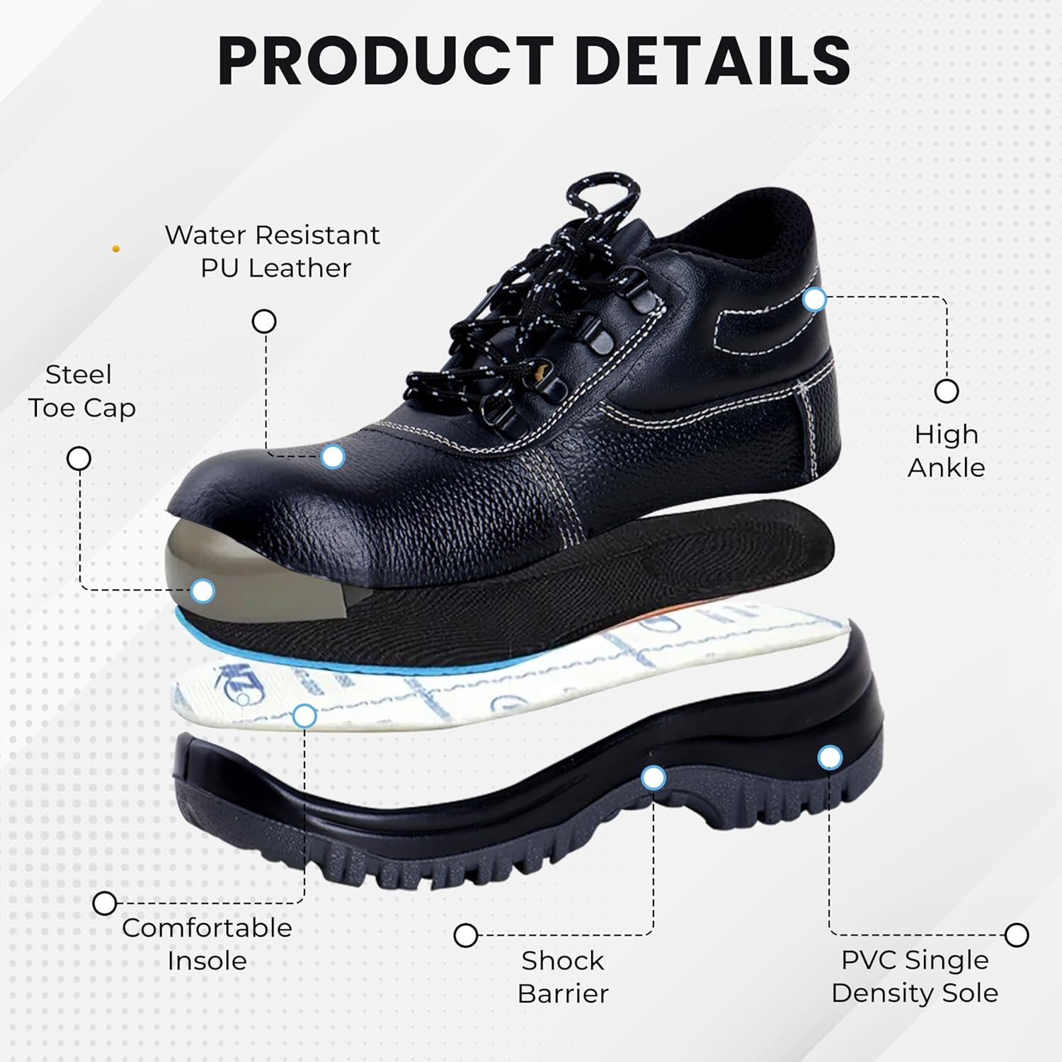 Double Density High Ankle Safety Shoes with Steel Toe Kunplast