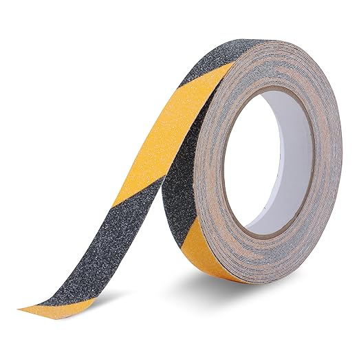 Anti Skid/Anti Slip Tape Fall Resistant with PET Material and Solvent Acrylic Adhesive Tape for Slippery Floors, Staircase, Ramps, Indoor, Outdoor Use (Yellow & Black) Kunplast