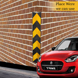 Kunplast 100mm Parking Safety Pillar Guard, Rubber Corner L Shaped Guard with Yellow Reflective Tapes for High Visibility Set of 10 Kunplast