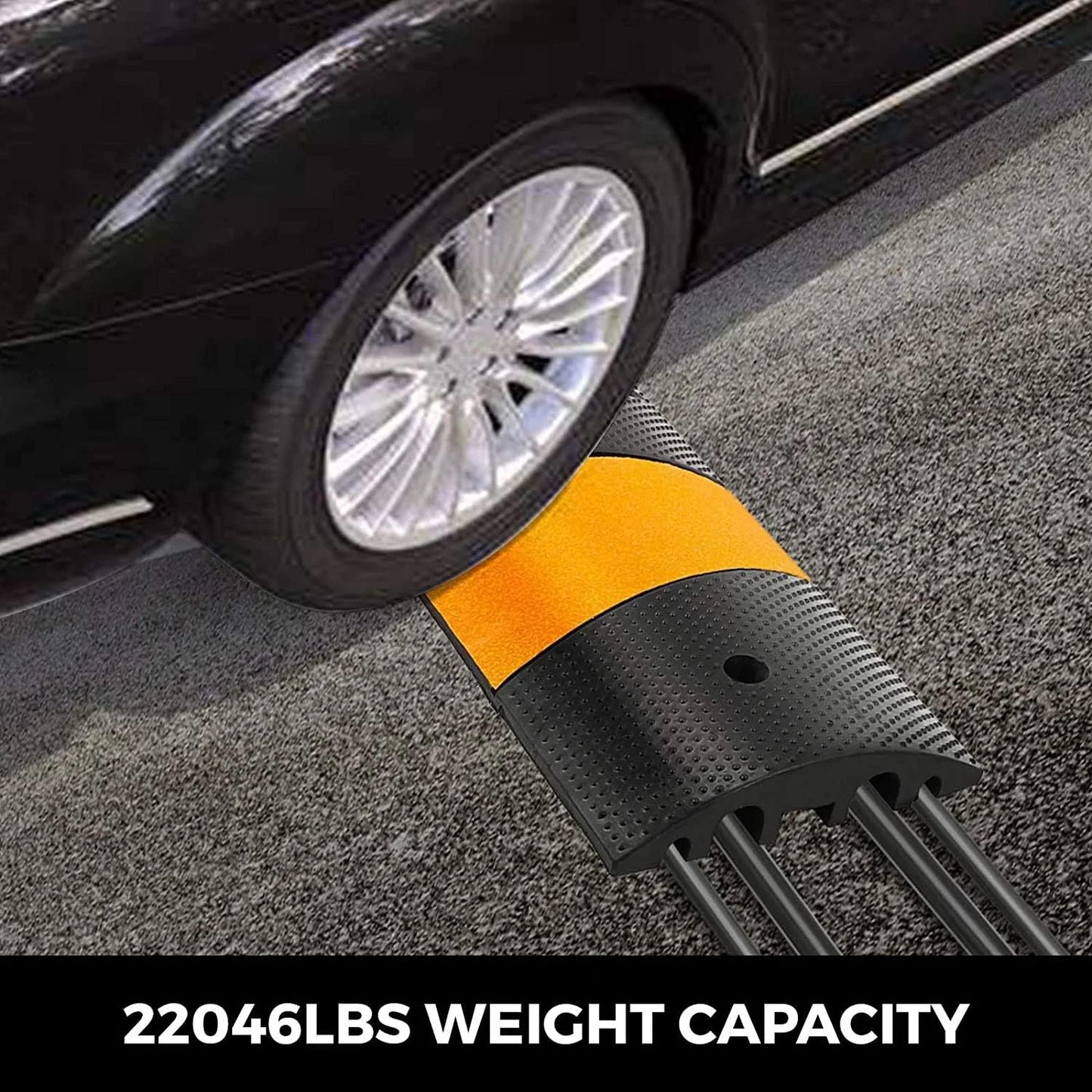 Kunplast Rubber Road Speed Breaker With Heavy Duty Load Capacity, 2 Mtr, 50MM, Black and Yellow (2X Yellow - 2 X Black)