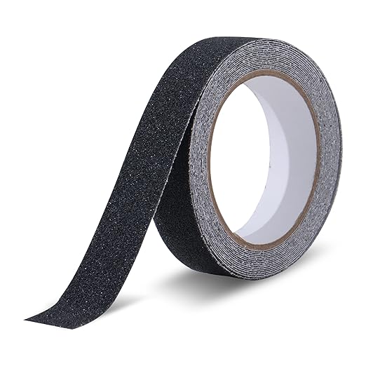 Anti Skid/Anti Slip Tape Fall Resistant with PET Material and Solvent Acrylic Adhesive Tape for Slippery Floors, Staircase, Ramps, Indoor, Outdoor Use (Black) Kunplast