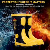 Steel Toe Fire Safety Gumboot - Yellow | Anti-Slip & Anti-Puncture Sole Fire Boots for Men| High Temperature Rubber Industrial Work Fire Gumboots for Construction, Firefighters Kunplast
