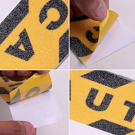Caution Warning Anti Skid/Anti Slip Tape (18 Meter 50MM) Solvent Acrylic Adhesive Tape for Slippery Floors, Staircase, Ramps, Indoor, Outdoor Use Kunplast