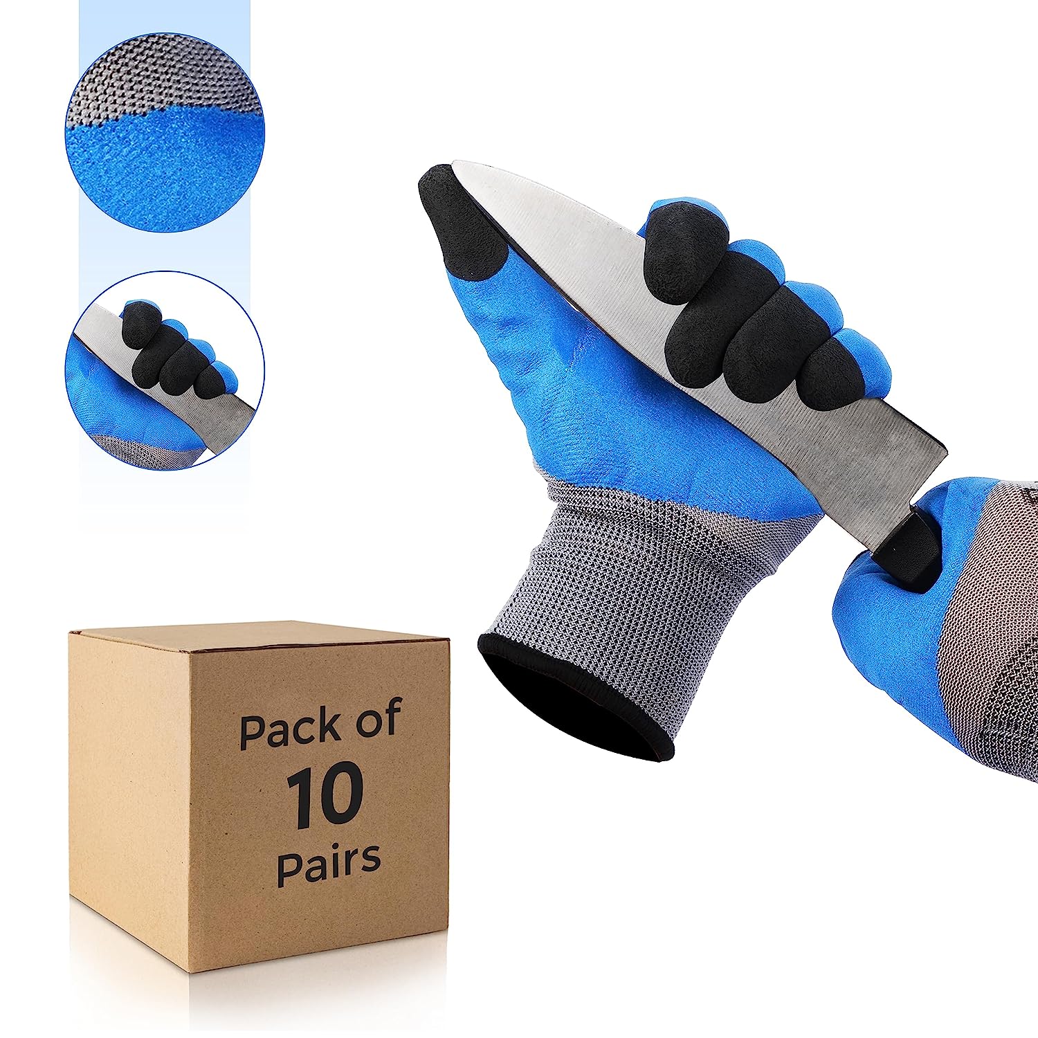 Nylon Nitrile Half Coated (Back Also) Industrial Safety Hand Gloves, Anti-Cut, Cut Resistant, Heat Resistant, Industrial Use, For Finger and Hand Protection Kunplast