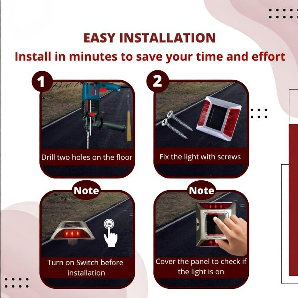 Aluminium Material Solar Stud with Greater Visibility Than 800mtr (Silver and Red) for Road Safety Kunplast