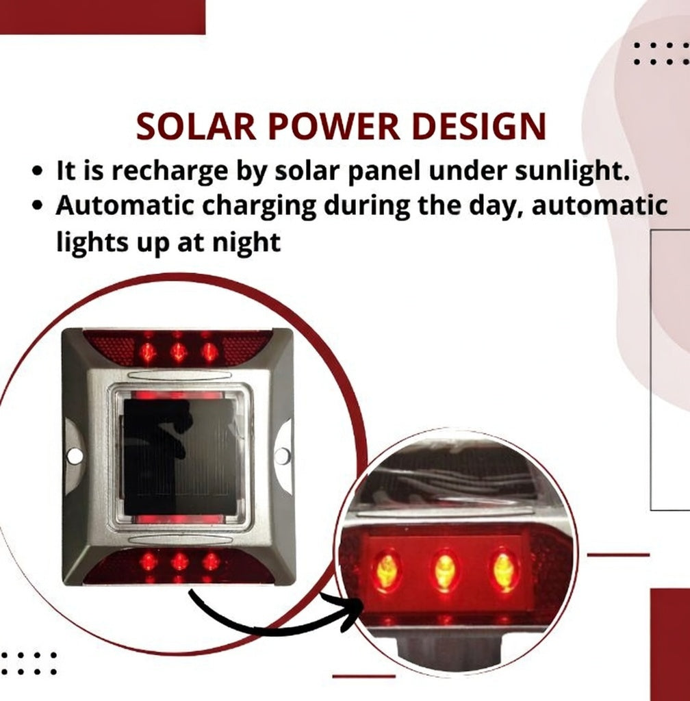 Aluminium Material Solar Stud with Greater Visibility Than 800mtr (Silver and Red) for Road Safety Kunplast