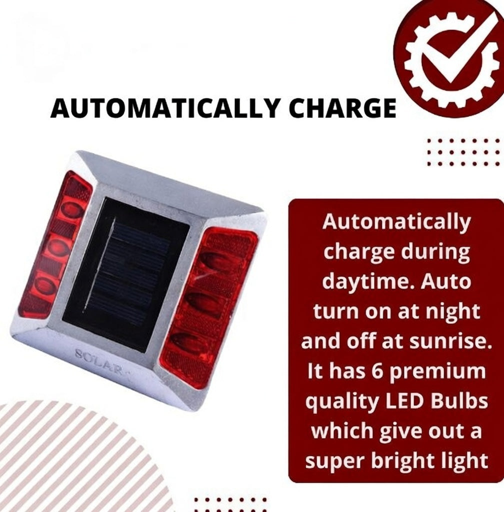 Aluminium Material Solar Stud with Greater Visibility Than 800mtr (Silver and Red) for Road Safety Kunplast