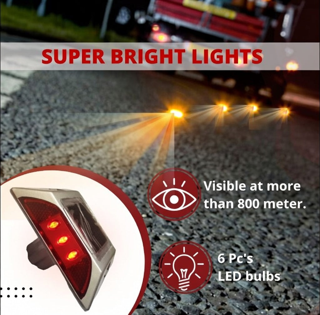 Aluminium Material Solar Stud with Greater Visibility Than 800mtr (Silver and Red) for Road Safety Kunplast