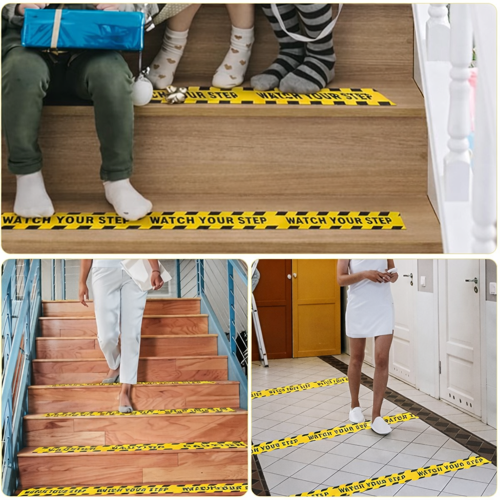 Watch Your Step Anti Skid/Anti Slip Tape Fall Resistant with PET Material and Solvent Acrylic Adhesive Tape for Slippery Floors, Staircase, Ramps, Indoor, Outdoor Use Kunplast