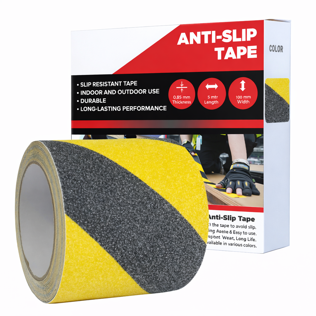 Anti Skid/Anti Slip Tape (5Mtr X100mm) Fall Resistant With PET Material | For Slippery Floors, Staircase, Ramps, Indoor, Outdoor Use Kunplast