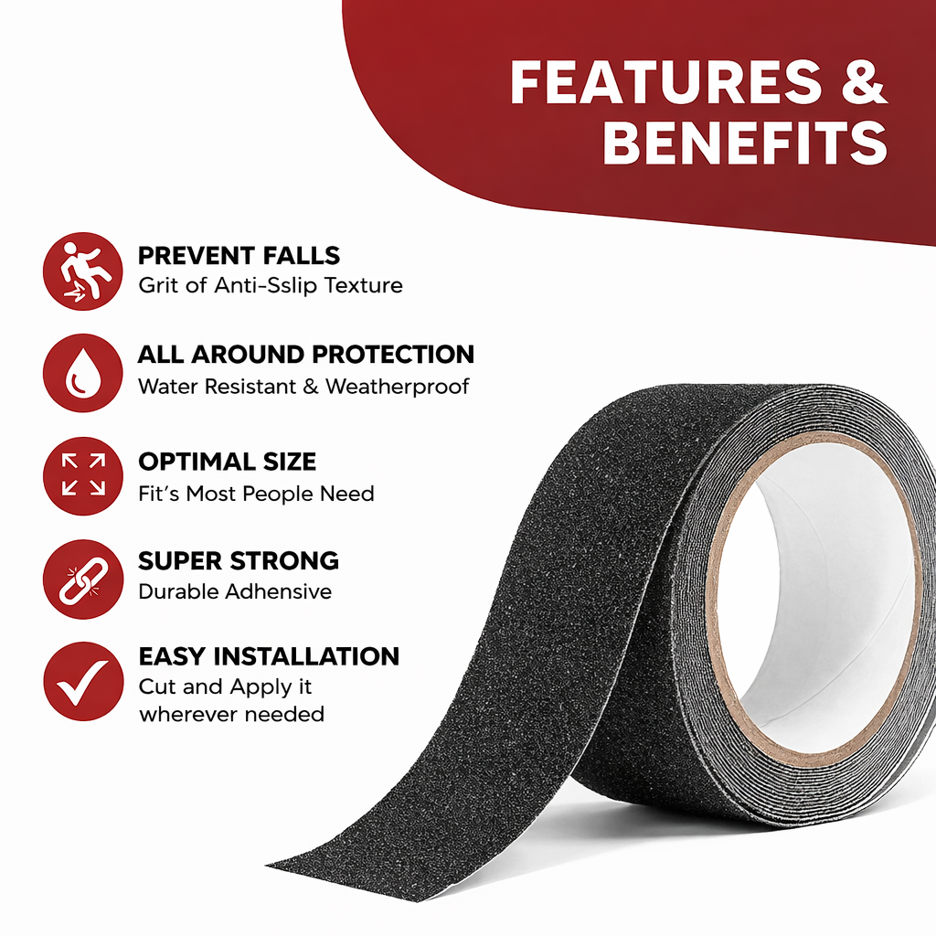 Anti Skid/Anti Slip Tape (5Mtr X100mm) Fall Resistant With PET Material | For Slippery Floors, Staircase, Ramps, Indoor, Outdoor Use Kunplast