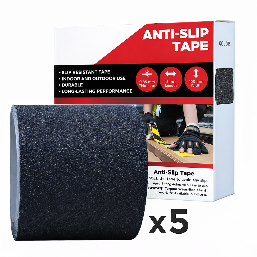 Anti Skid/Anti Slip Tape (5Mtr X100mm) Fall Resistant With PET Material | For Slippery Floors, Staircase, Ramps, Indoor, Outdoor Use Kunplast