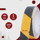 Anti Skid/Anti Slip Tape Fall Resistant with PET Material and Solvent Acrylic Adhesive Tape for Slippery Floors, Staircase, Ramps, Indoor, Outdoor Use (Yellow & Black) Kunplast