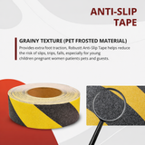 Anti Skid/Anti Slip Tape Fall Resistant with PET Material and Solvent Acrylic Adhesive Tape for Slippery Floors, Staircase, Ramps, Indoor, Outdoor Use (Yellow & Black) Kunplast