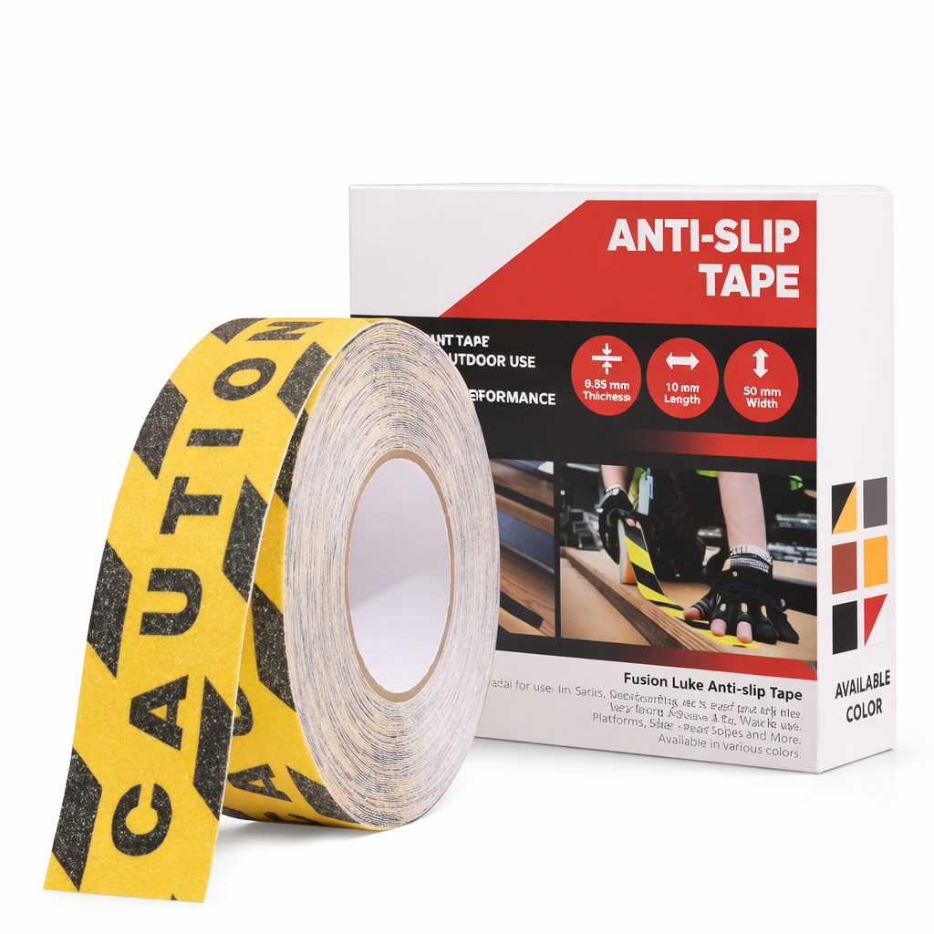 Caution Warning Anti Skid/Anti Slip Tape (18 Meter 50MM) Solvent Acrylic Adhesive Tape for Slippery Floors, Staircase, Ramps, Indoor, Outdoor Use Kunplast