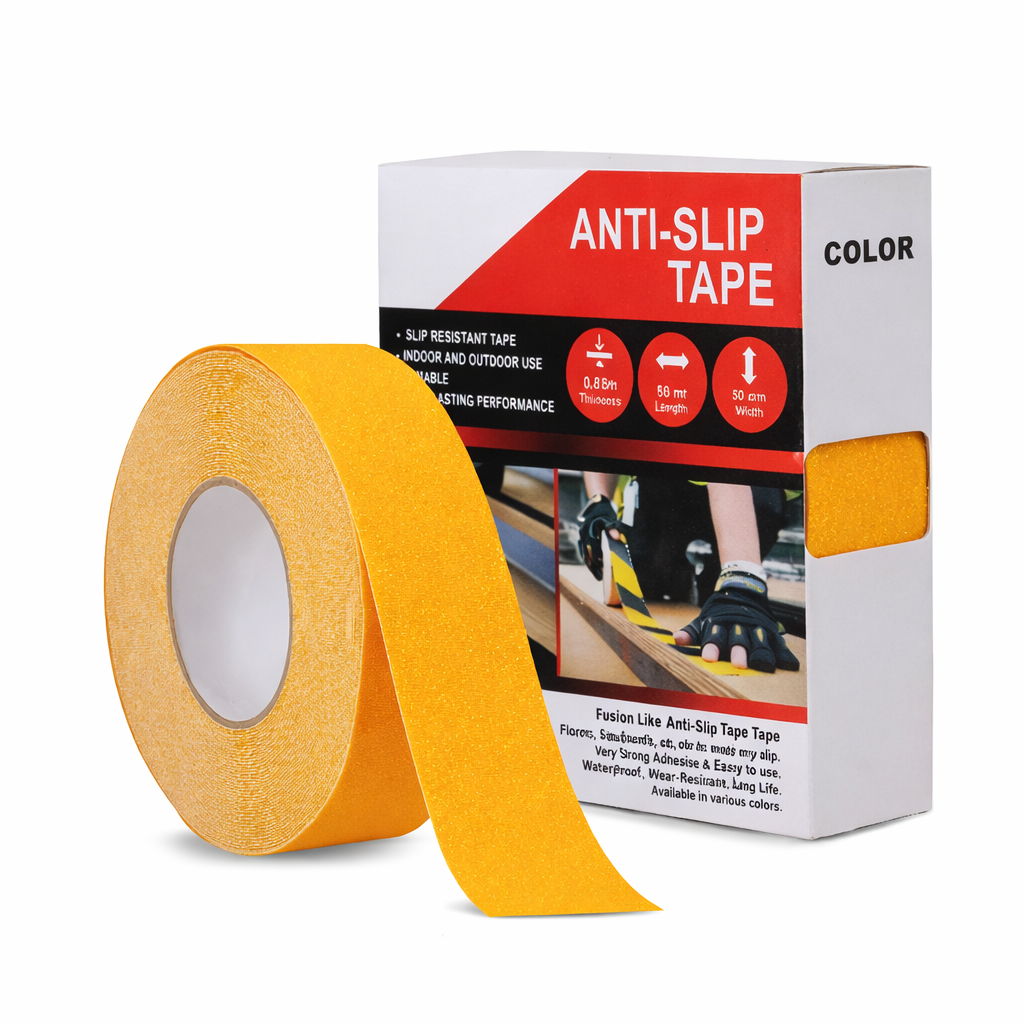 Anti Skid/Anti Slip (18mtr X50mm) Fall Resistant with PET Material and Solvent Acrylic Adhesive Tape for Slippery Floors, Staircase, Ramps, Indoor, Outdoor Use Kunplast