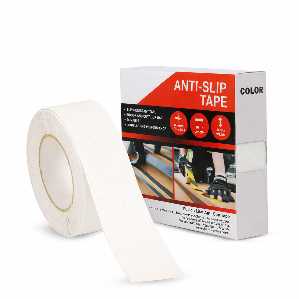 Anti Skid/Anti Slip (18mtr X50mm) Fall Resistant with PET Material and Solvent Acrylic Adhesive Tape for Slippery Floors, Staircase, Ramps, Indoor, Outdoor Use Kunplast