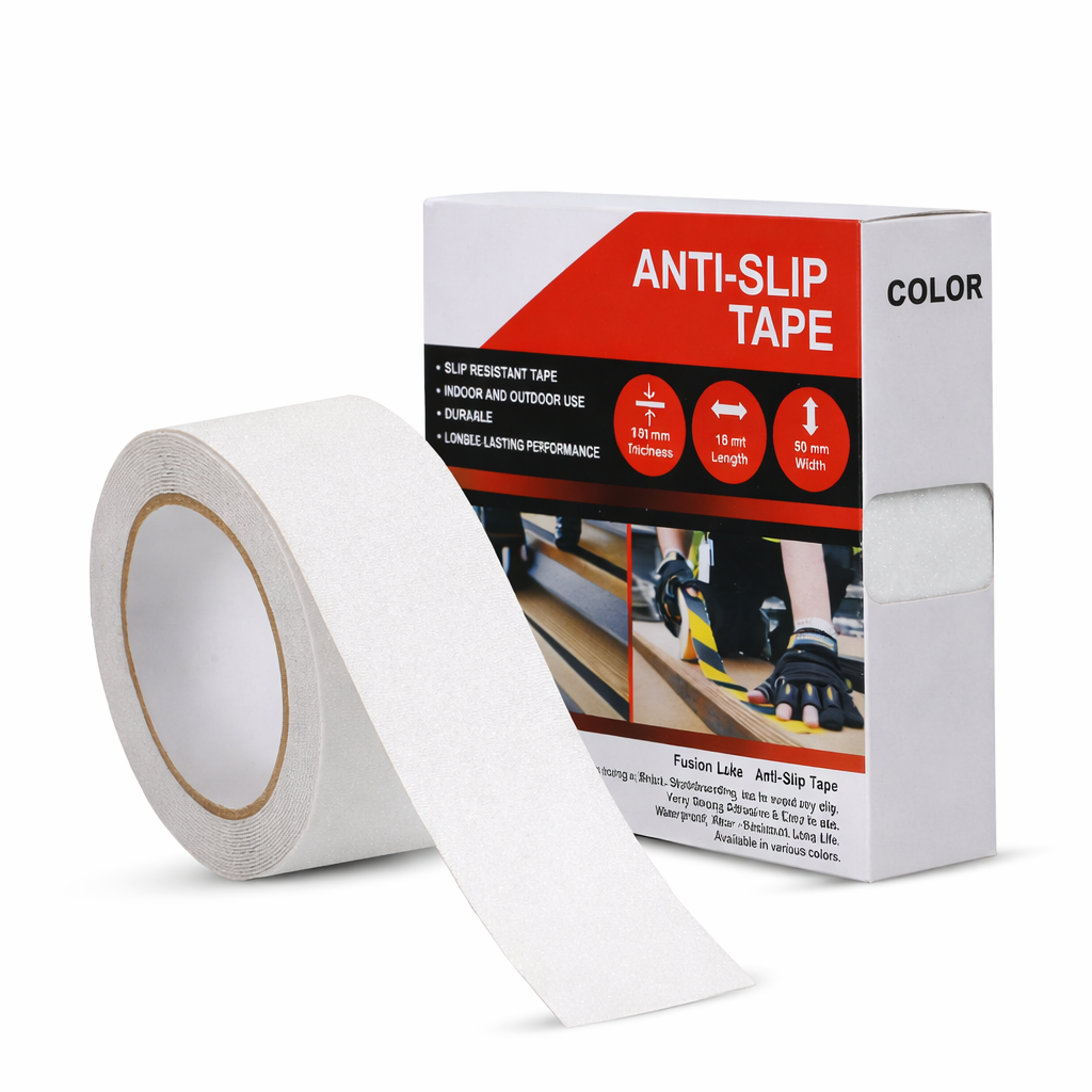 Anti Skid/Anti Slip (18mtr X50mm) Fall Resistant with PET Material and Solvent Acrylic Adhesive Tape for Slippery Floors, Staircase, Ramps, Indoor, Outdoor Use Kunplast