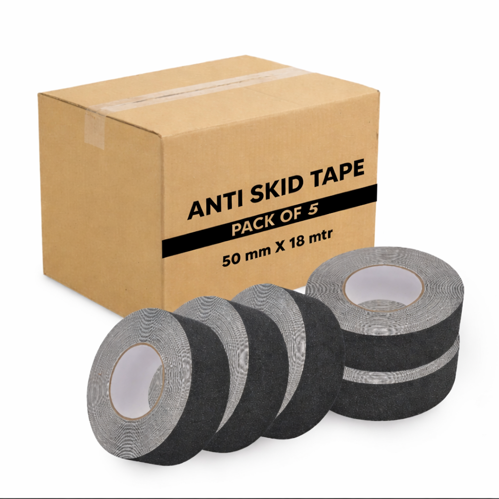 Anti Skid/Anti Slip (18mtr X50mm) Fall Resistant with PET Material and Solvent Acrylic Adhesive Tape for Slippery Floors, Staircase, Ramps, Indoor, Outdoor Use Kunplast
