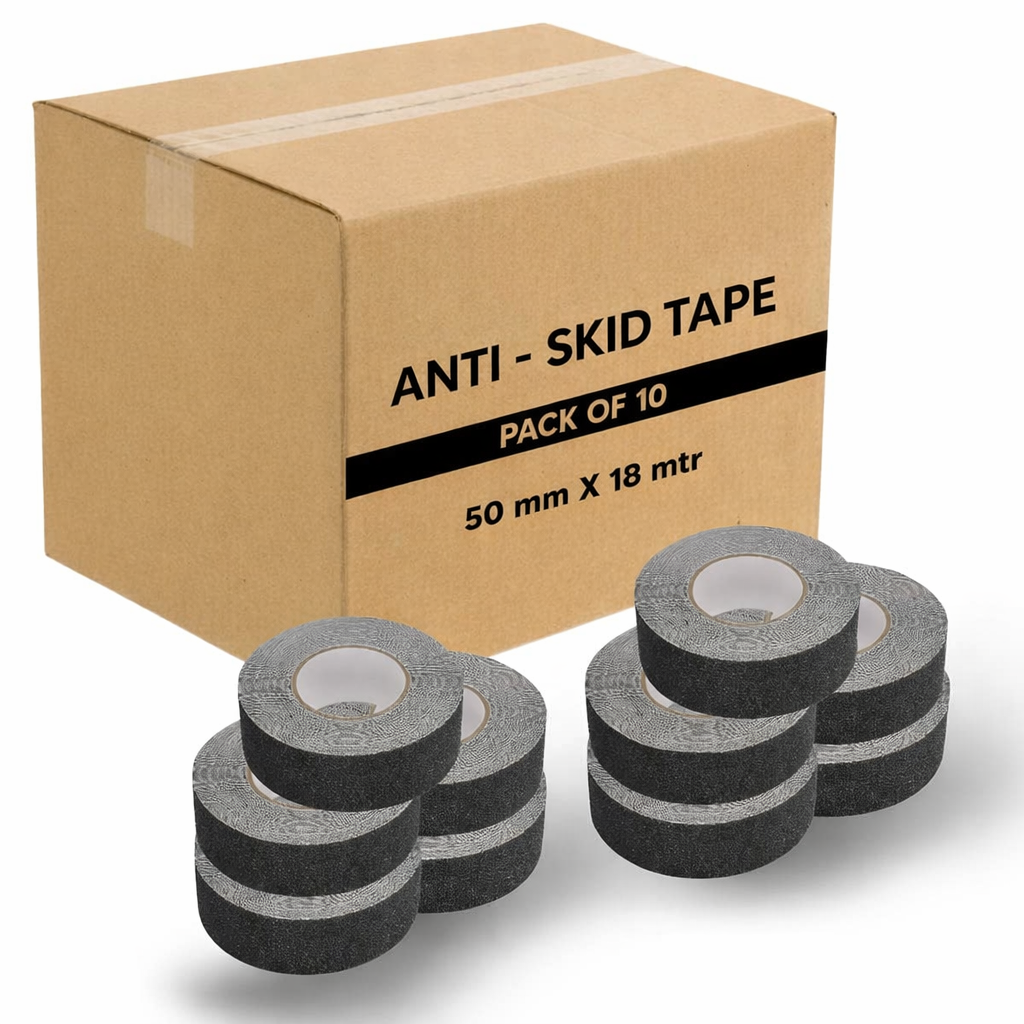 Anti Skid/Anti Slip (18mtr X50mm) Fall Resistant with PET Material and Solvent Acrylic Adhesive Tape for Slippery Floors, Staircase, Ramps, Indoor, Outdoor Use Kunplast