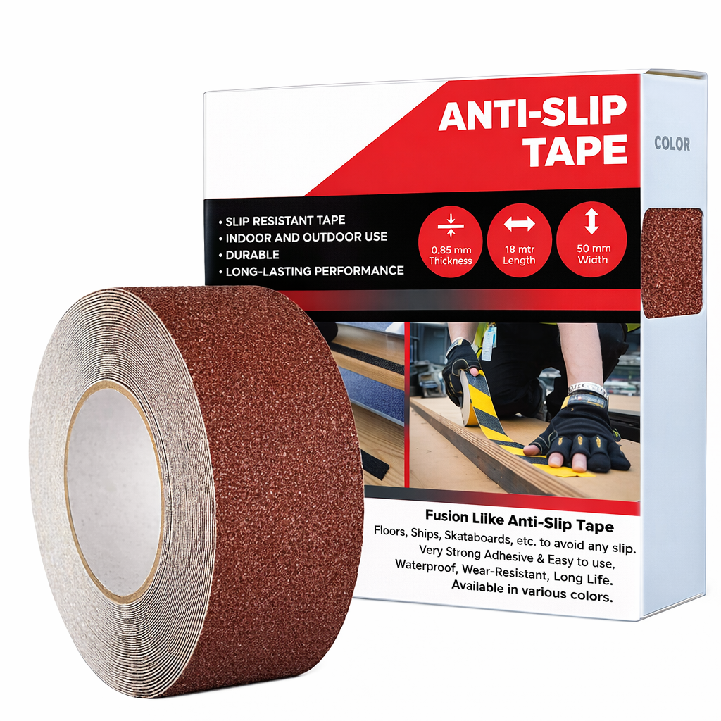 Anti Skid/Anti Slip (18mtr X50mm) Fall Resistant with PET Material and Solvent Acrylic Adhesive Tape for Slippery Floors, Staircase, Ramps, Indoor, Outdoor Use Kunplast