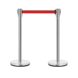 Stainless Steel Silver Queue Manager, Assorted Color Belt, 900 mm Pillar, 2 pole with Expandable 3mtr stanchion Kunplast