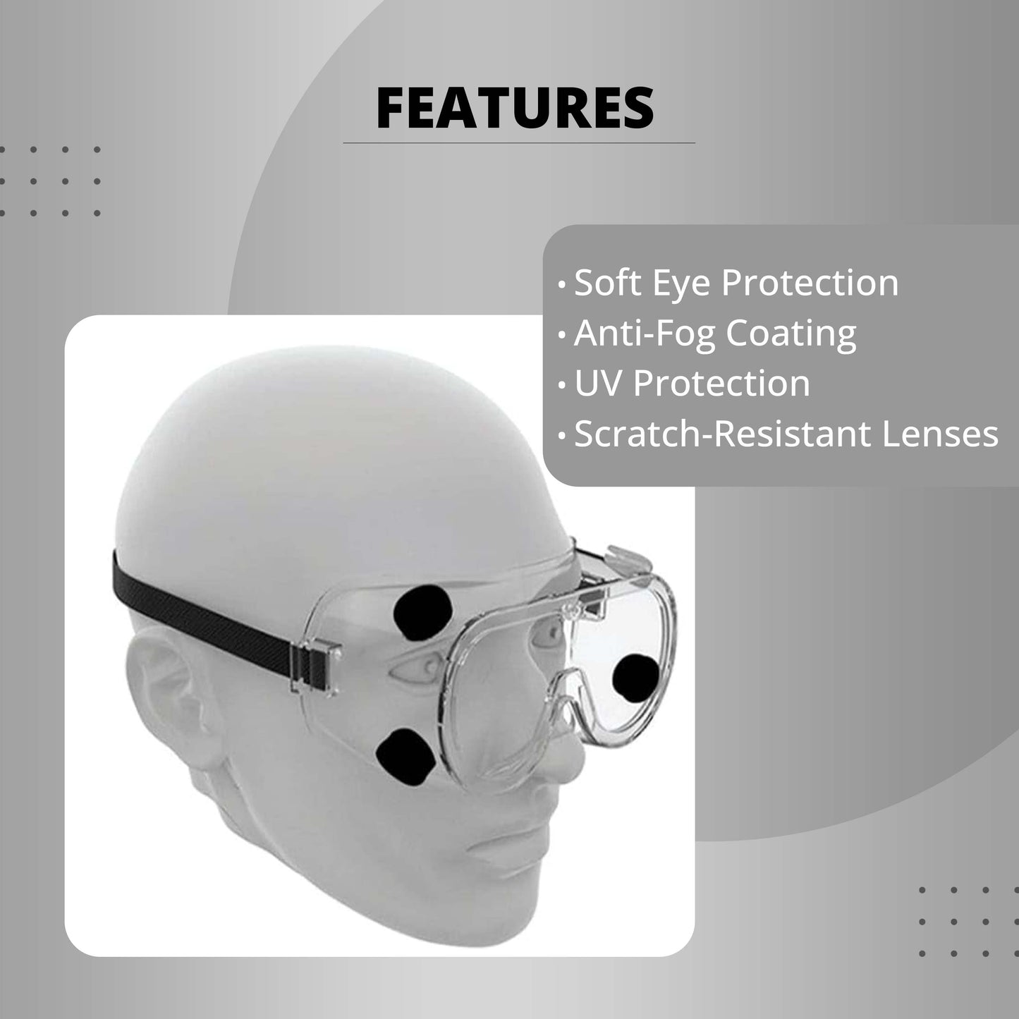 Chemical Safety Goggles | Premium Quality | Adjustable Strap | Anti-Fog Protective Safety Goggles | Anti- Scratch Safety Goggles | Clear Lens Wide Vision Kunplast