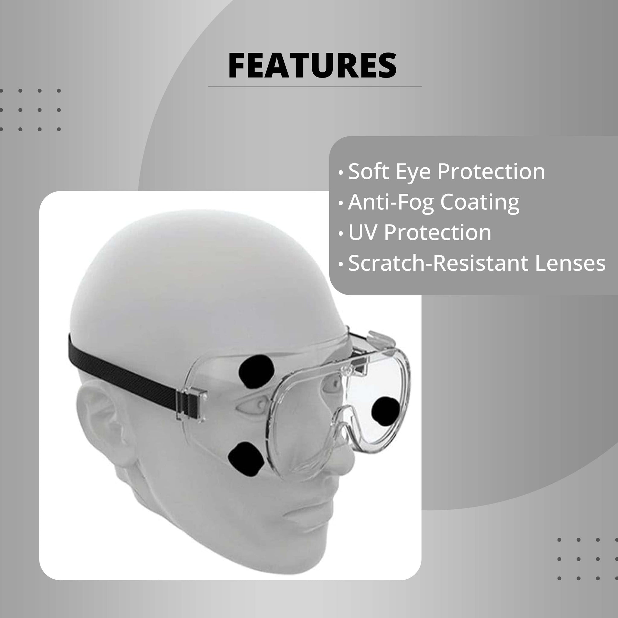 Chemical Safety Goggles | Premium Quality | Adjustable Strap | Anti-Fog Protective Safety Goggles | Anti- Scratch Safety Goggles | Clear Lens Wide Vision Kunplast