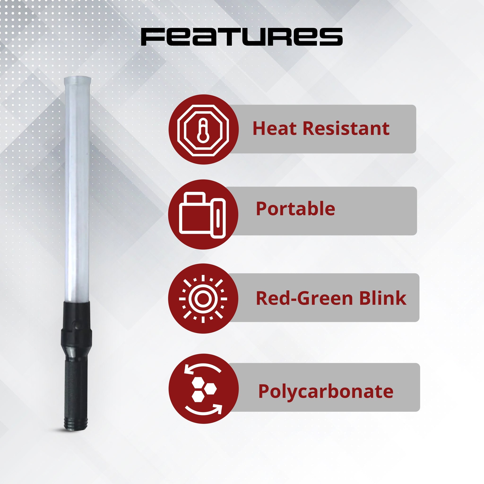 12 Inch Non Rechargeable Baton light (Set of 1) and Reflective Jacket (Pack of 5) Combos Set Kunplast