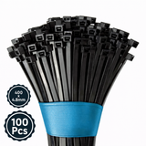 Self Locking Cable Ties, 400 X 4.8 mm, Black, Heat Resistant Cable Zip Ties, Self-Locking Cable Organizer, Anti - Slip Wire Organizer, For Indoor & Outdoor Use Kunplast