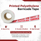 White & Red Barrication Tape (3 Inches x 130 Mtr) PVC Material, Caution/Danger/Men at Work, Warning Tape Kunplast