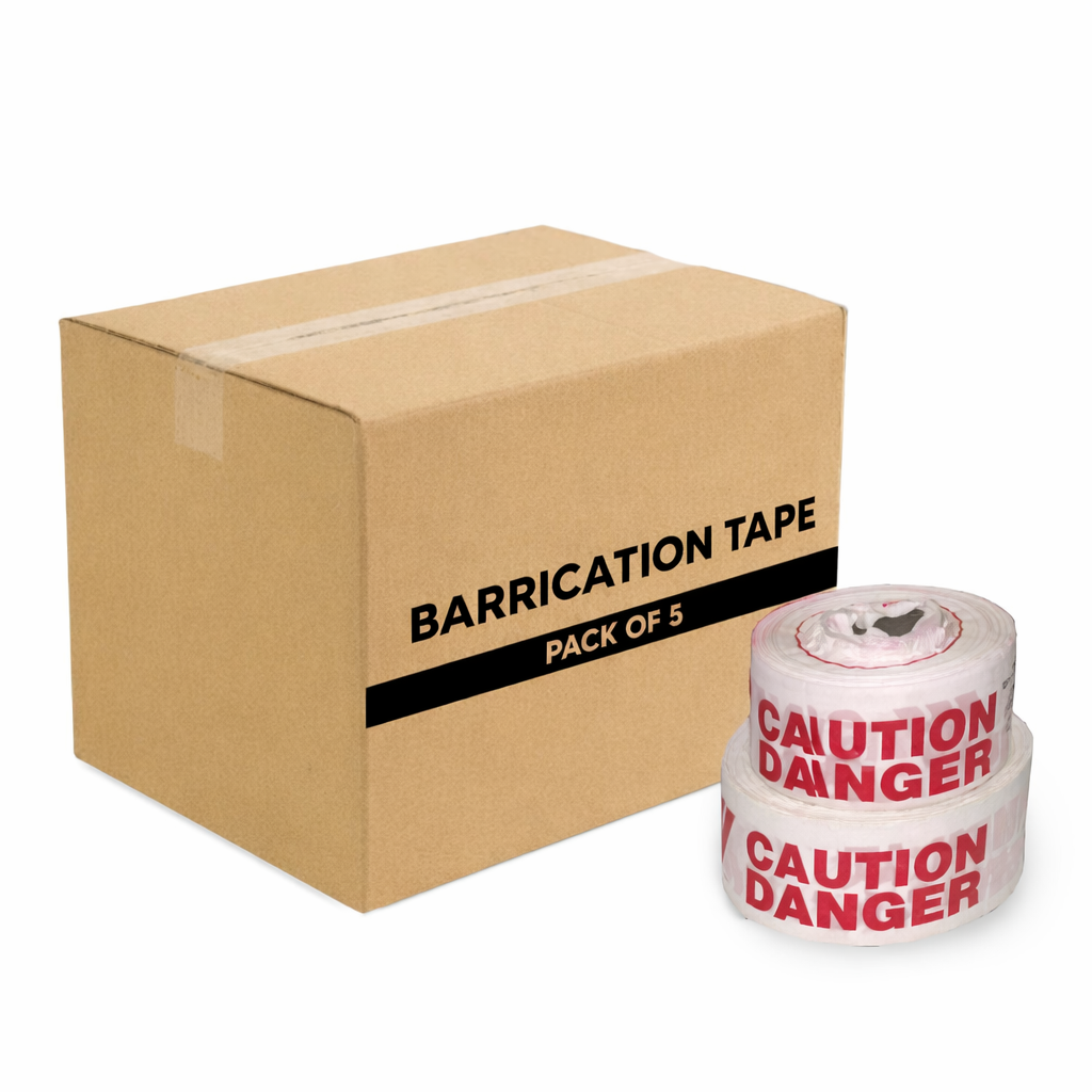 White & Red Barrication Tape (3 Inches x 130 Mtr) PVC Material, Caution/Danger/Men at Work, Warning Tape Kunplast
