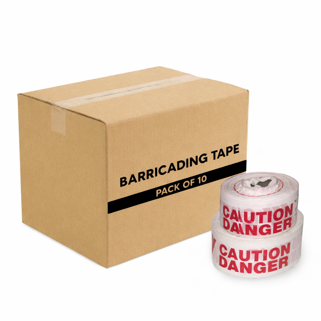 White & Red Barrication Tape (3 Inches x 130 Mtr) PVC Material, Caution/Danger/Men at Work, Warning Tape Kunplast
