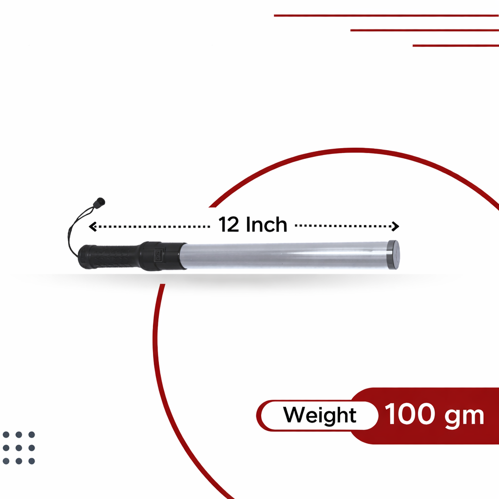 Non Rechargeable Traffic Baton Light Stick (12 Inch) with Red and Green Light Blink and Magnetic Base for Traffic Control, Street Protection Wand Baton Kunplast