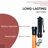 Non Rechargeable Traffic Baton Light Stick (12 Inch) with Red and Green Light Blink and Magnetic Base for Traffic Control, Street Protection Wand Baton Kunplast