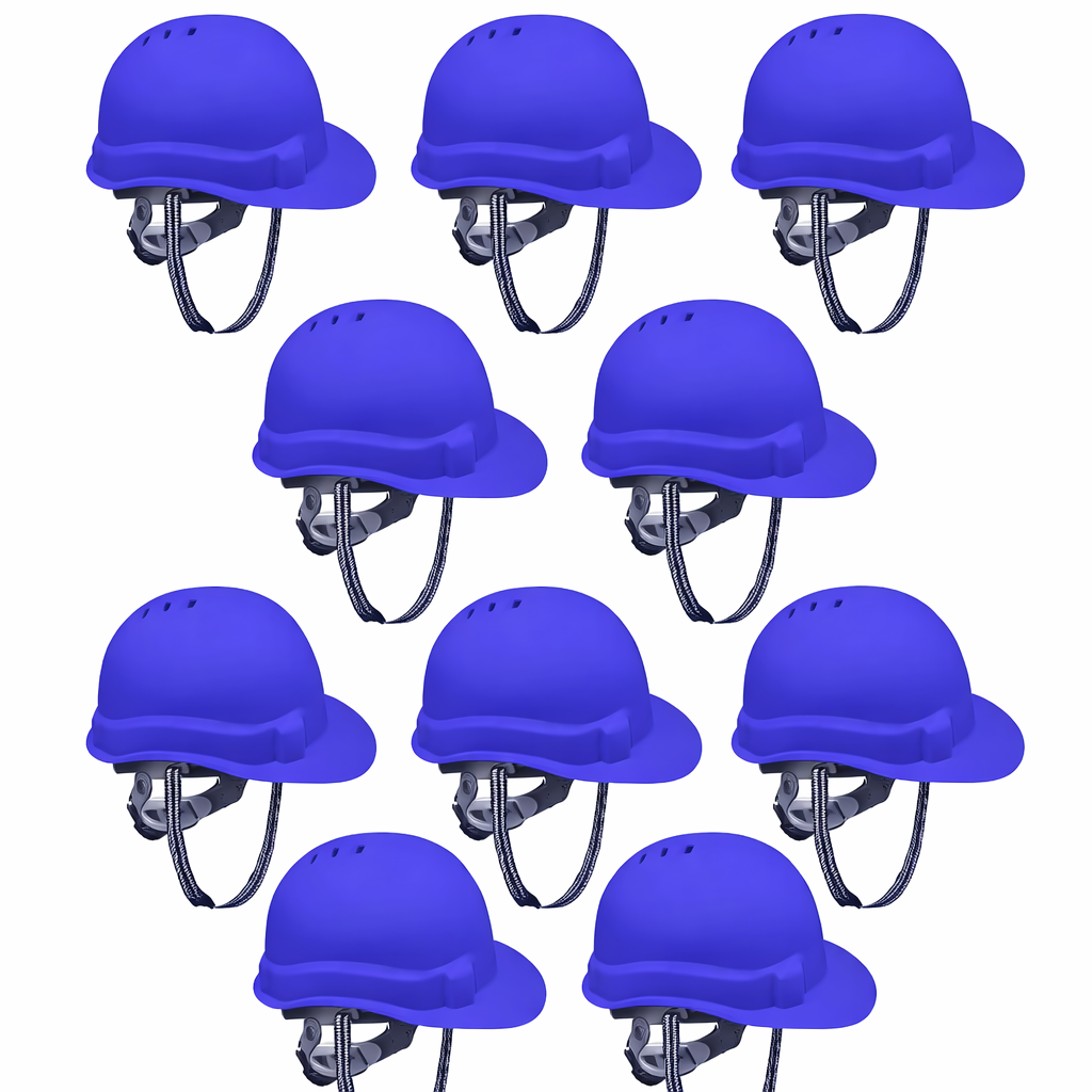 Safety Helmet Executive Ratchet Type Adjustment, Protection for Outdoor Work Head Safety Hat with Sweat Band, Blue Kunplast