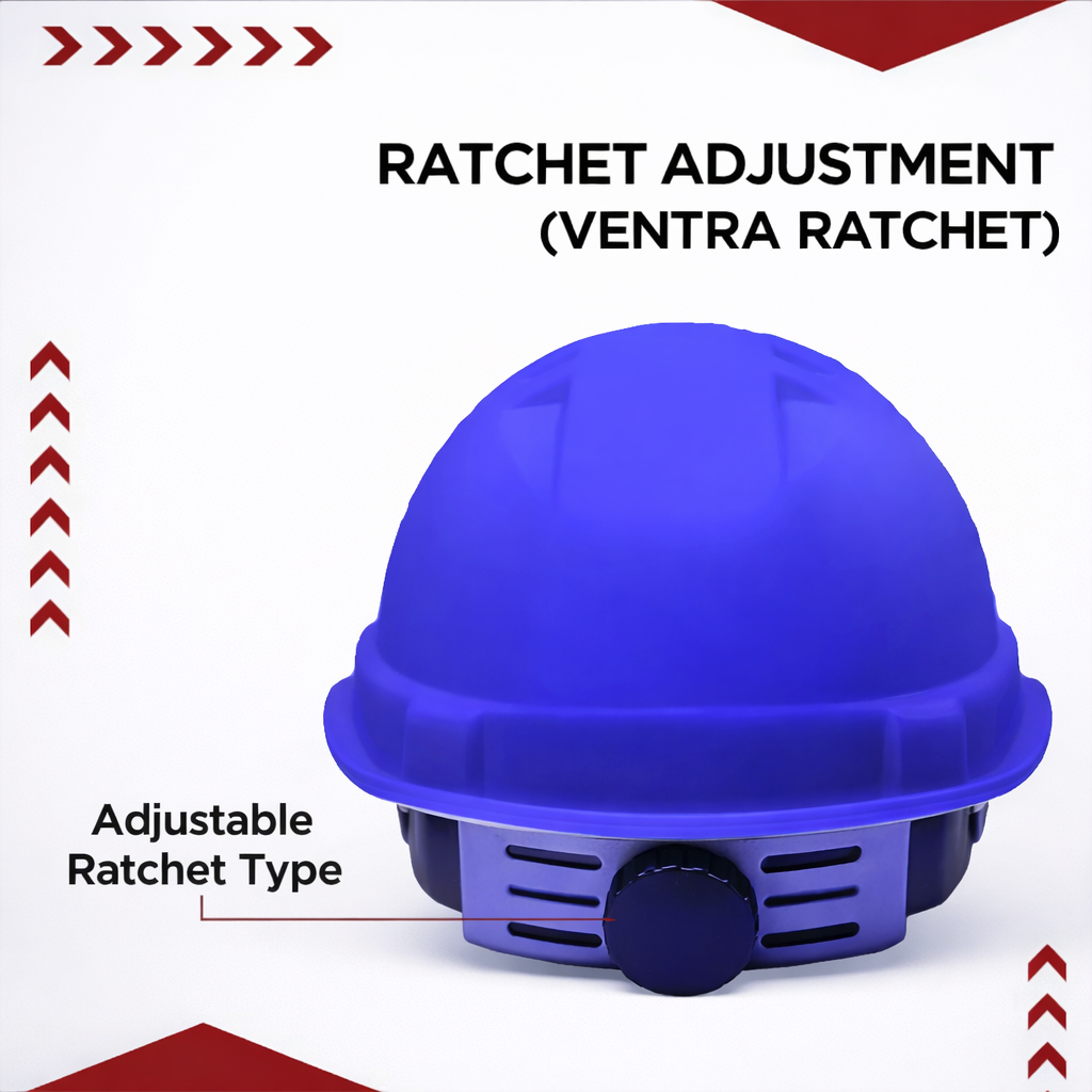 Safety Helmet Executive Ratchet Type Adjustment, Protection for Outdoor Work Head Safety Hat with Sweat Band, Blue Kunplast
