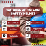 Safety Helmet Executive Ratchet Type Adjustment, Protection for Outdoor Work Head Safety Hat with Sweat Band, Blue Kunplast