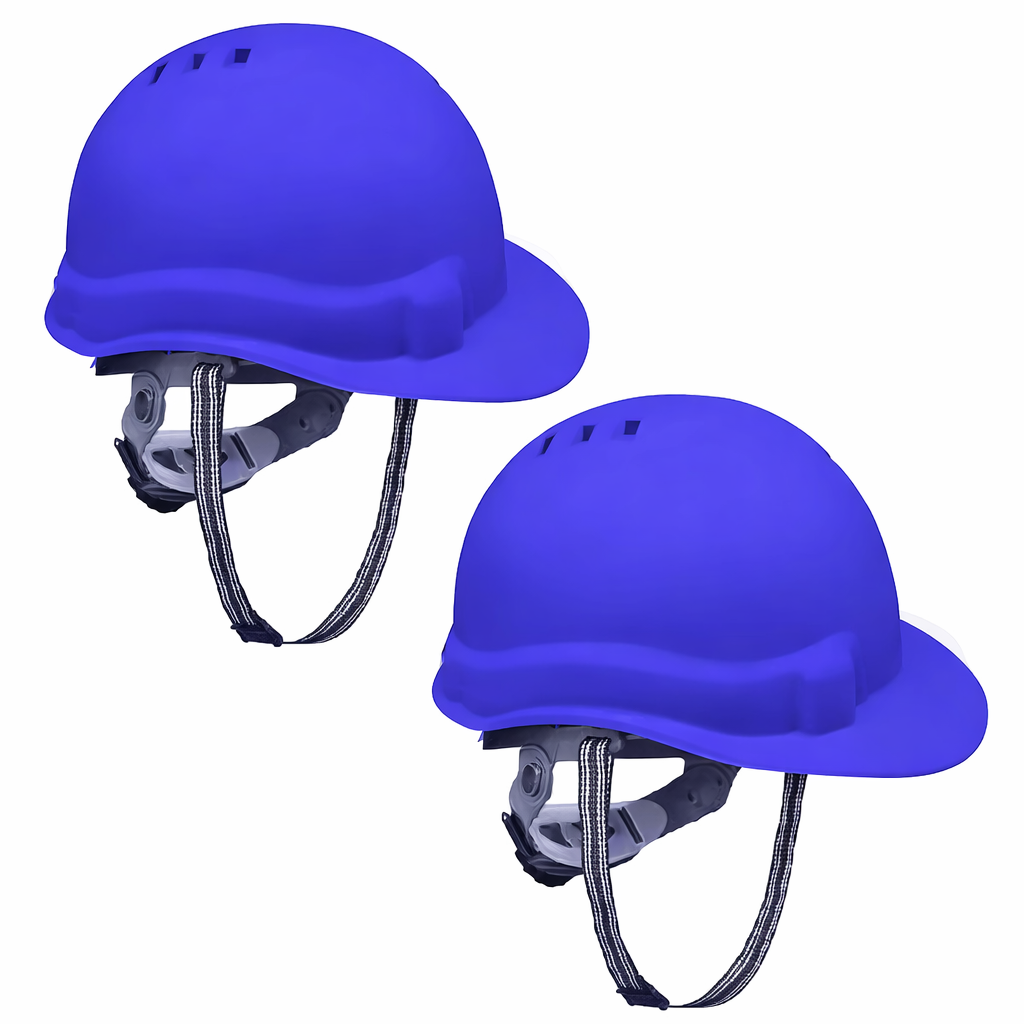 Safety Helmet Executive Ratchet Type Adjustment, Protection for Outdoor Work Head Safety Hat with Sweat Band, Blue Kunplast