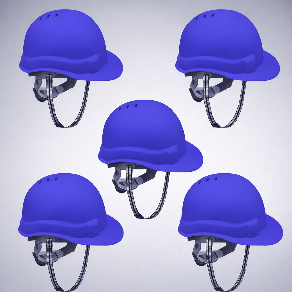Safety Helmet Executive Ratchet Type Adjustment, Protection for Outdoor Work Head Safety Hat with Sweat Band, Blue Kunplast