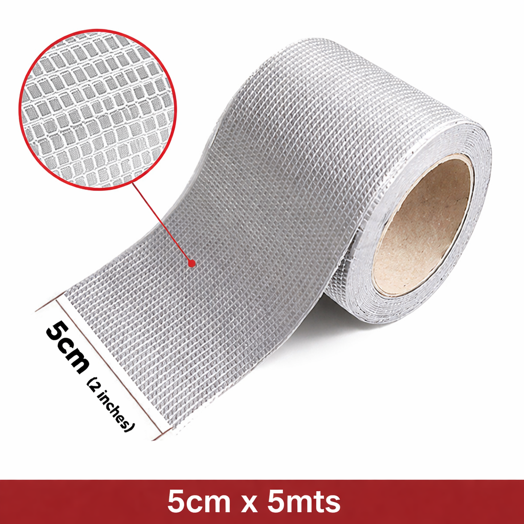 Waterproof Aluminium Foil Rubber Tape Strong Butyl Rubber Tape For all Repair and Leakage Solutions (Grey Color) Kunplast