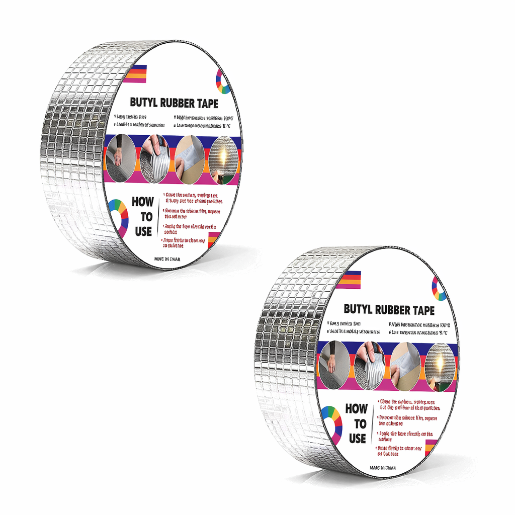 Waterproof Aluminium Foil Rubber Tape Strong Butyl Rubber Tape For all Repair and Leakage Solutions (Grey Color) Kunplast